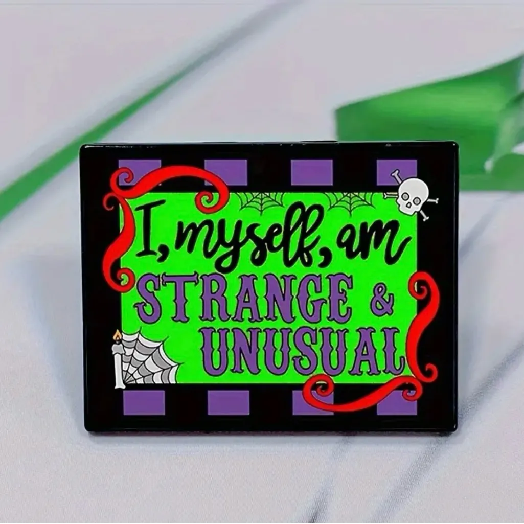 Enamel Metal Pin I Myself Am Strange & Unusual Horror Halloween Beetle Juice NEW Green - Image 3