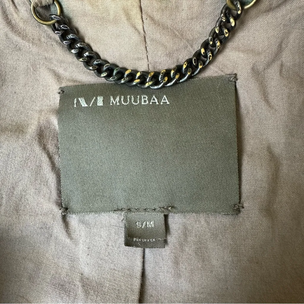 Muubaa 100% Goat Leather Cowl Neck Jacket Brown Size M - Image 5