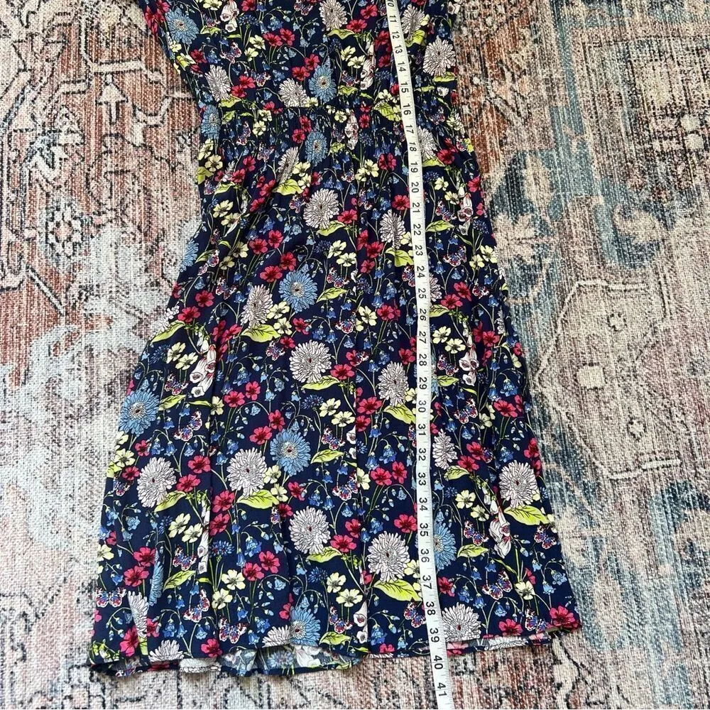 Talbots NWT Floral Short Sleeve Midi Dress Blue Pink Lightweight Summer Dress XS - Image 6