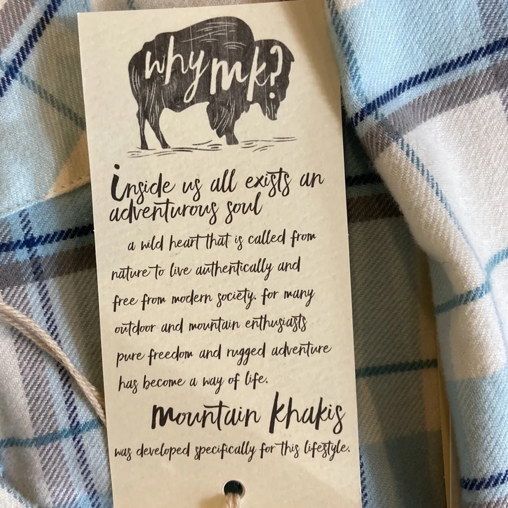 NEW Mountain Khakis Penny Flannel Tunic Cream Blue and Gray Women’s Size XL - Image 12