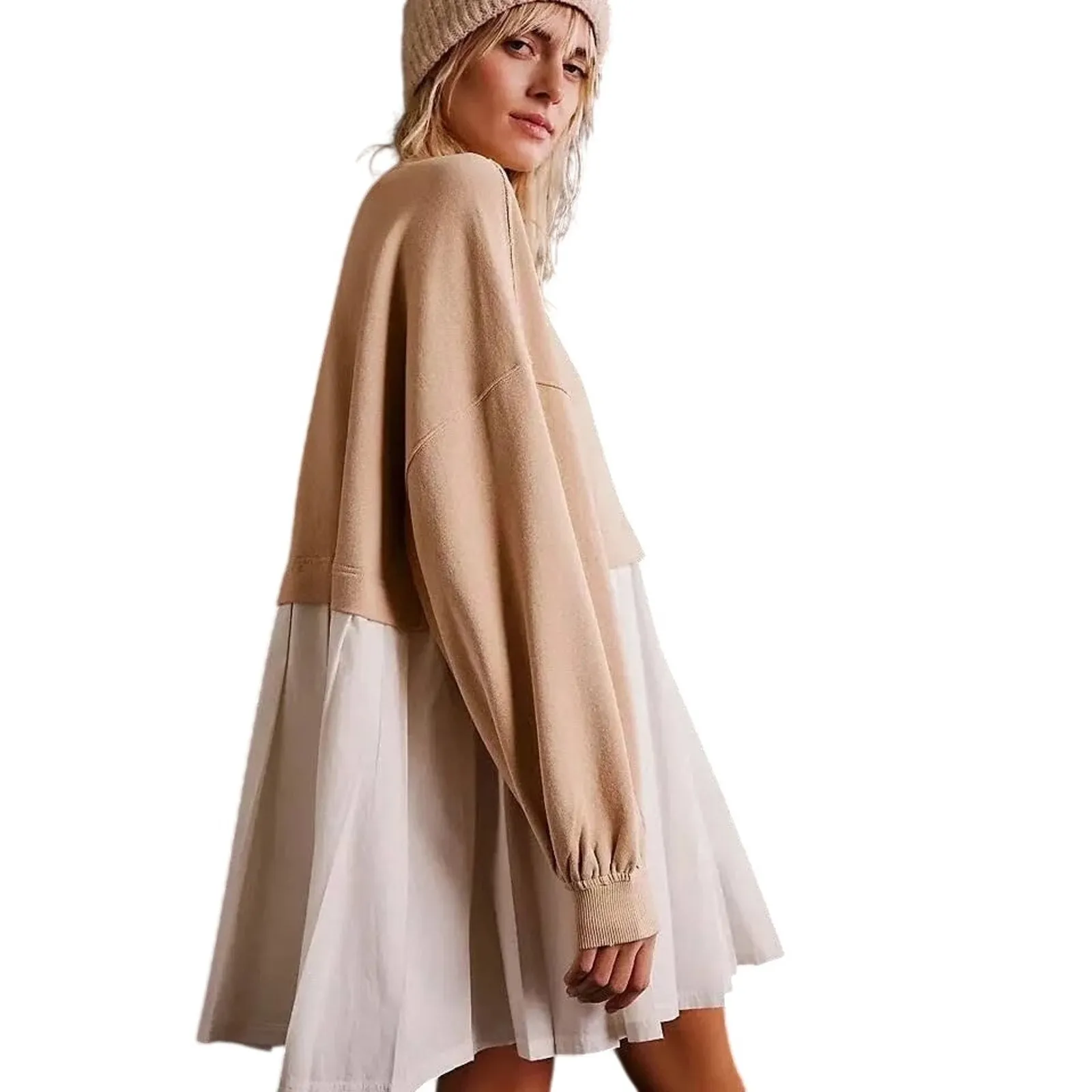 FREE PEOPLE Eleanor Pleated Trapeze Sweatshirt New with Tag MSRP $128 - Image 3