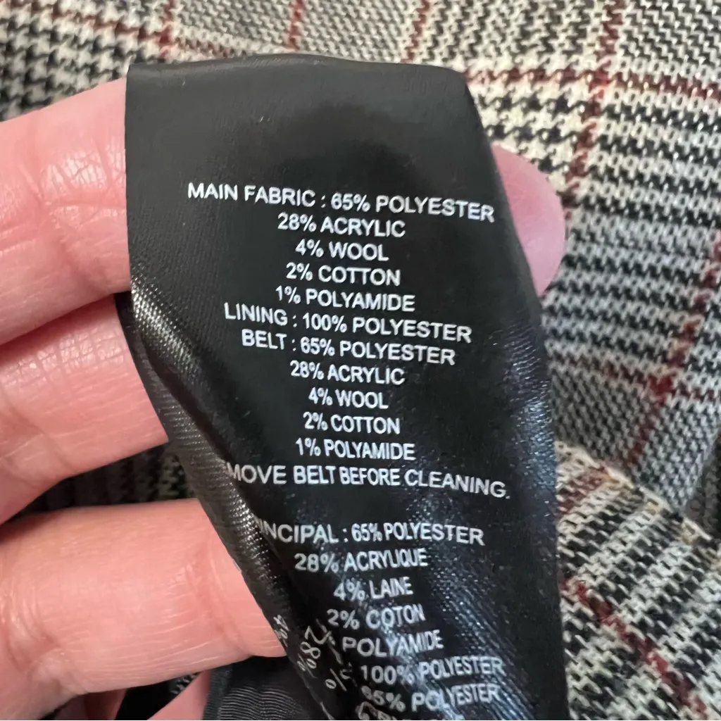 Self Portrait Checked Double Zip Shorts In Checkered Sz US 8 Black - Image 7