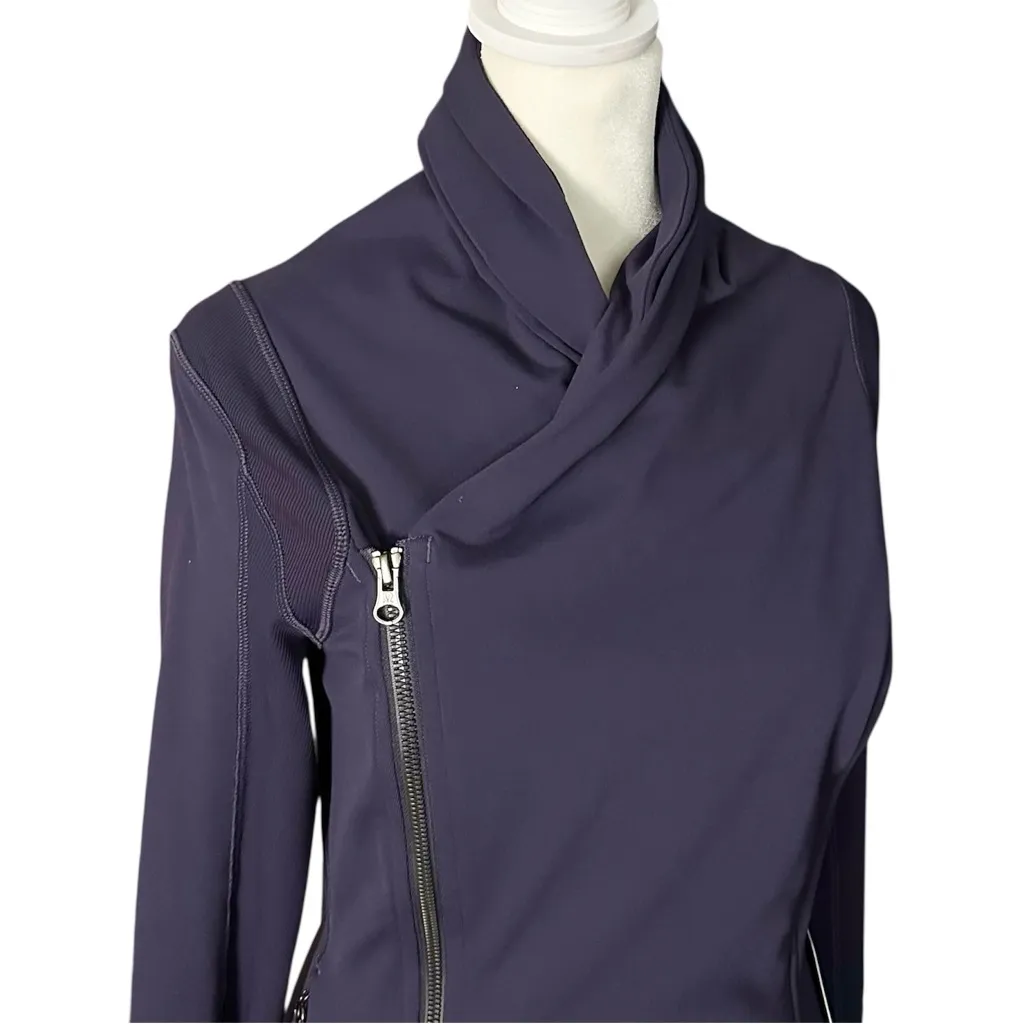 Lululemon Bhakti Yoga Jacket Fitted Full Zip Solid Dark Purple Size 6 - Image 5