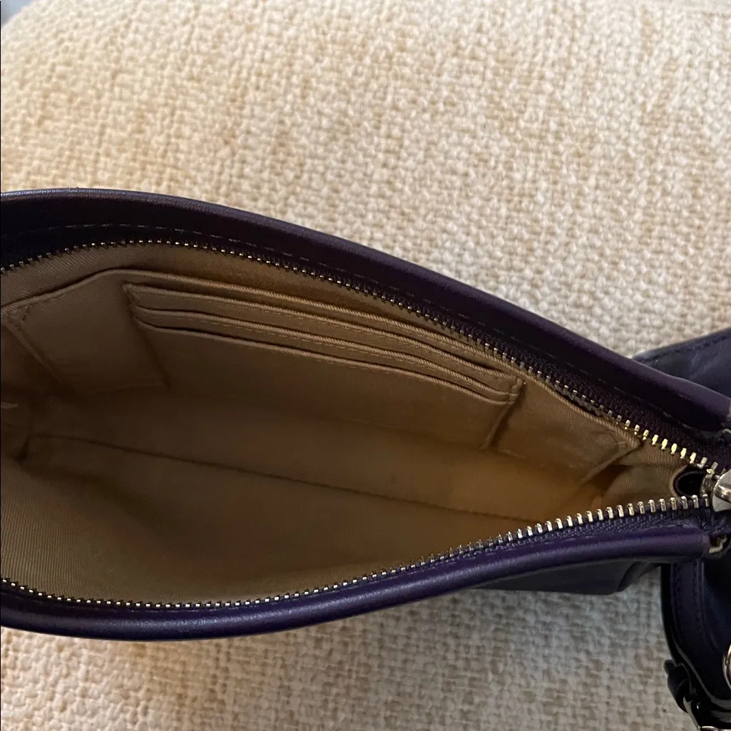 Coach Rare oversized Purple Leather Wristlet w tassles 8.5 x 5.5  x 2" - Image 4