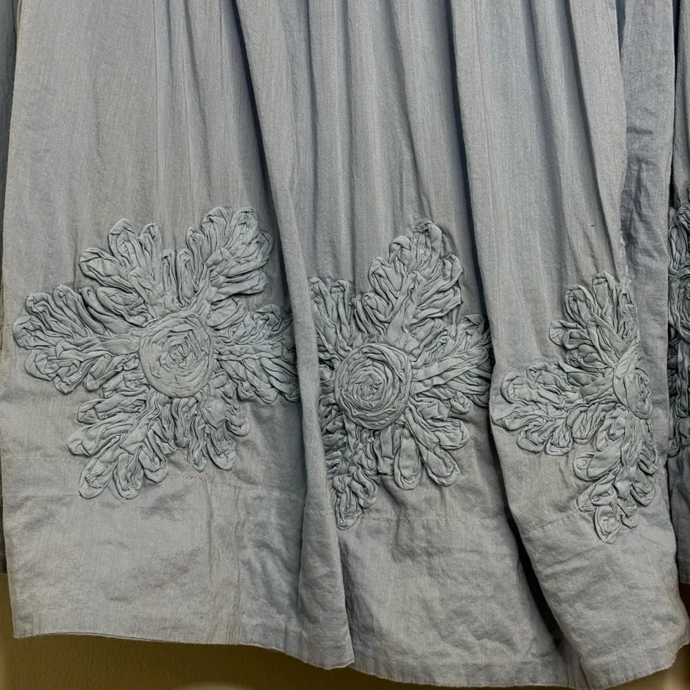 For the Republic Smocked Skirt Women’s Size 14 Cotton Lined Flowers Circle Blue - Image 3