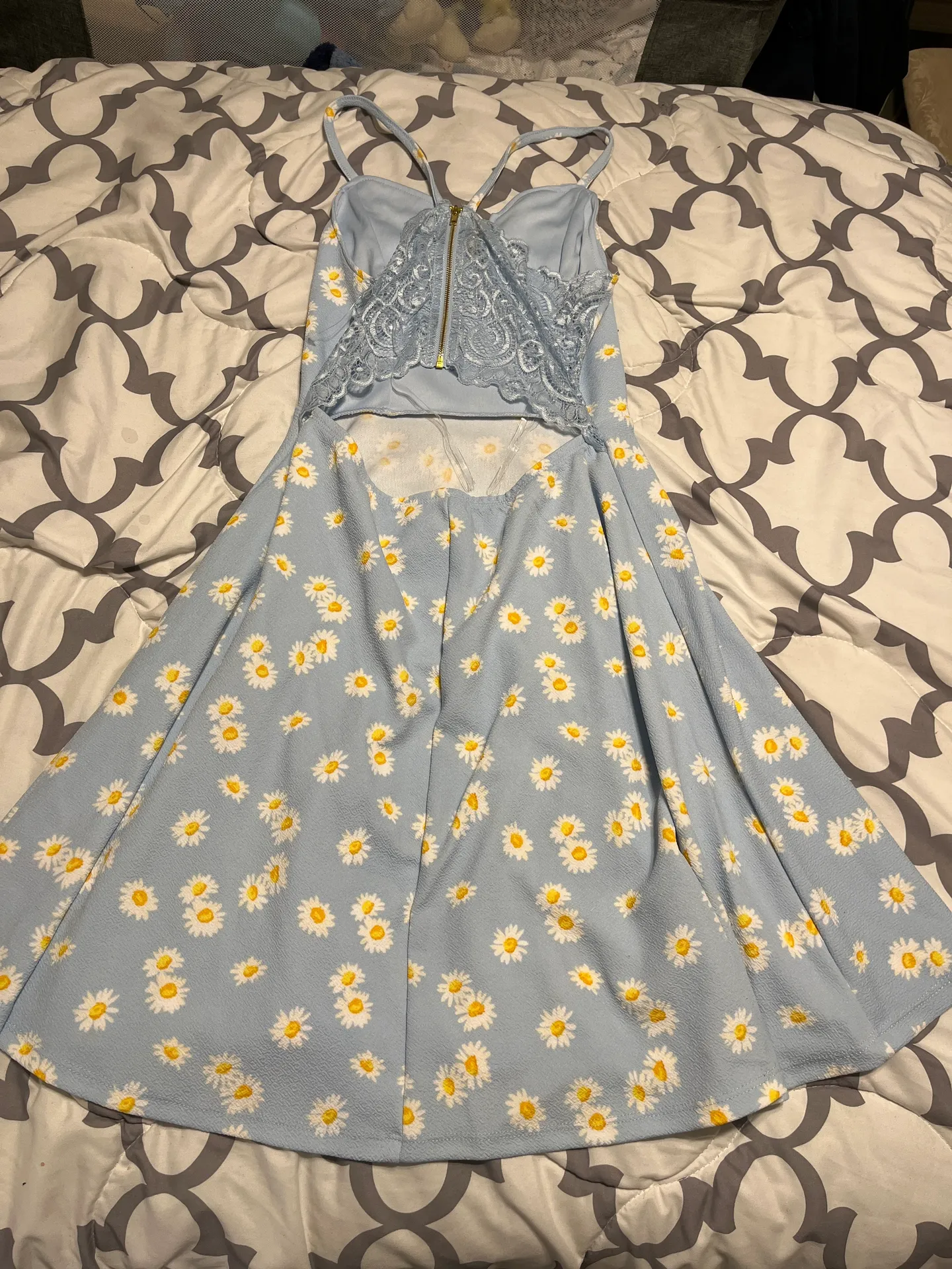 Flower Print Blue Dress - Image 2