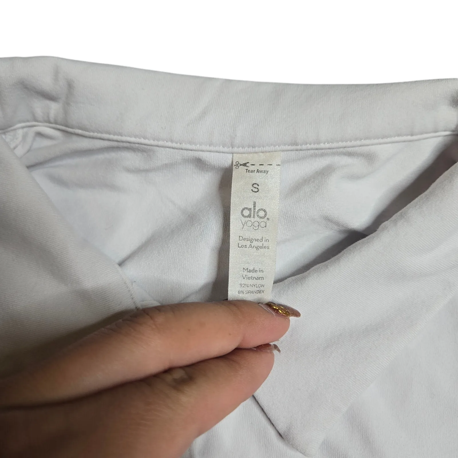 ALO Yoga Polo White Collared Crop T-Shirt Size: S - Image 3