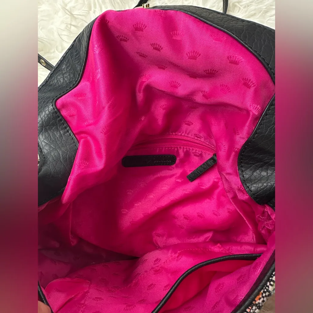 Juicy Couture Sparkle Fabric Adjustable Strap Crossbody Bag Purse Pink Lining - Image 5