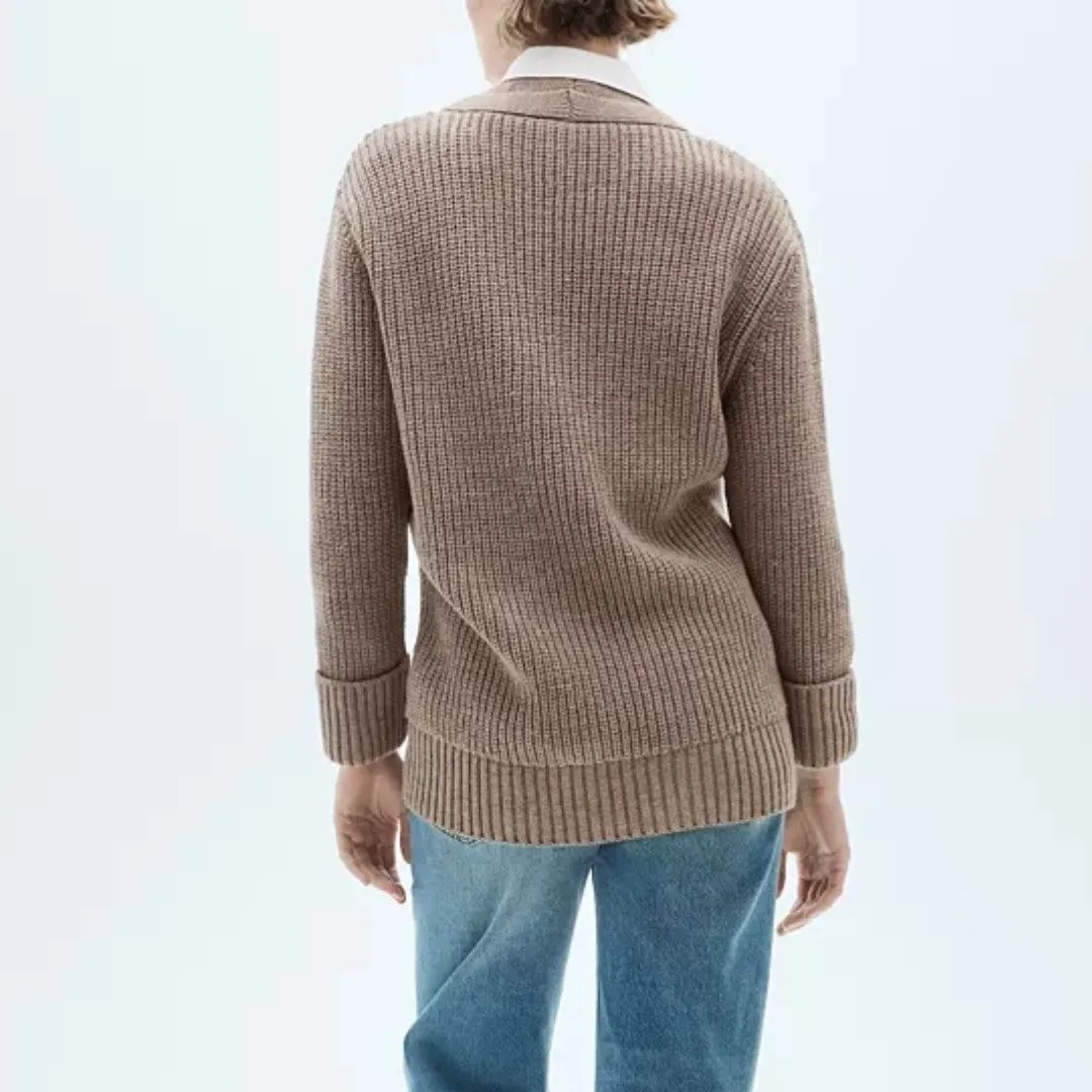 Mango  | Oversized Wool Blend Button Knit Sweater Cardigan in Brown - Image 3