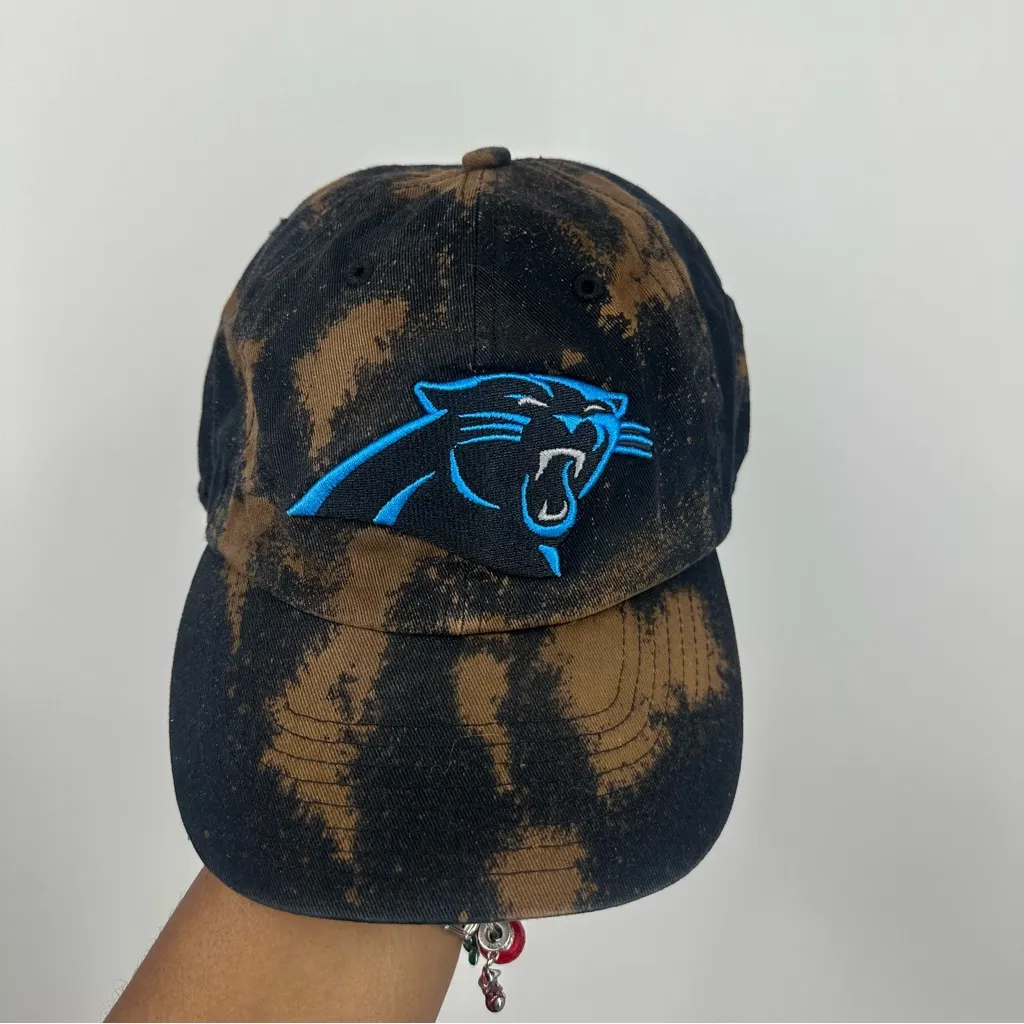 NFL 47 Carolina Panthers Custom Bleach Splatter Dad Hat OS Football Sports - Image 2