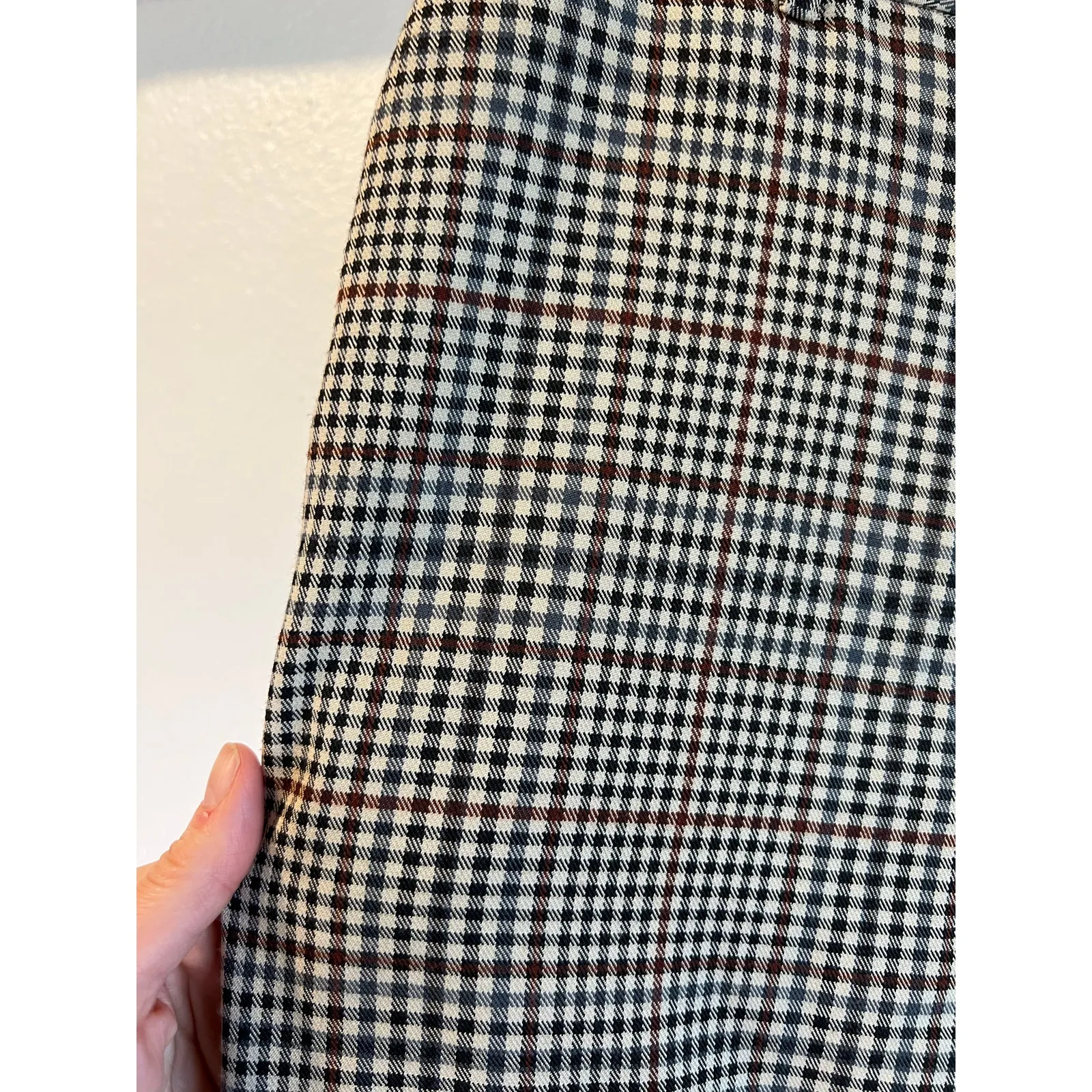 Lulu's Brown Plaid Print High Rise Flared Trouser Pants Size Medium - Image 5