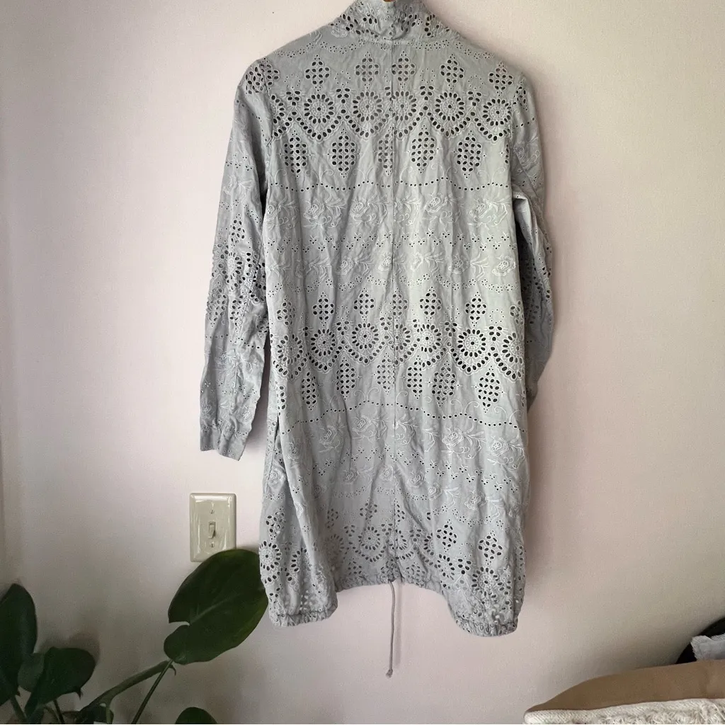 SUNDANCE Moonlight Eyelet  open front Jacket Grey Womens SIZE SMALL crochet boho - Image 6