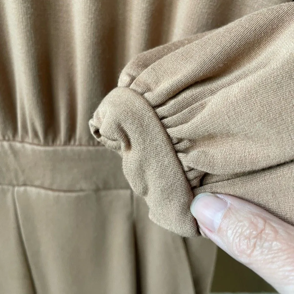 Express Cap Sleeve Lounge Jumpsuit Tan S - Image 5