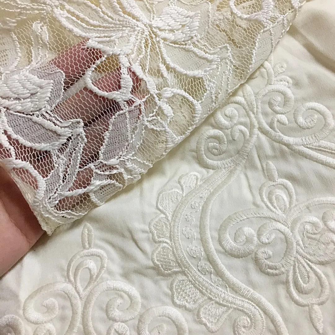 Lace Sheer Neckline Flared Formal Dress White - Image 4