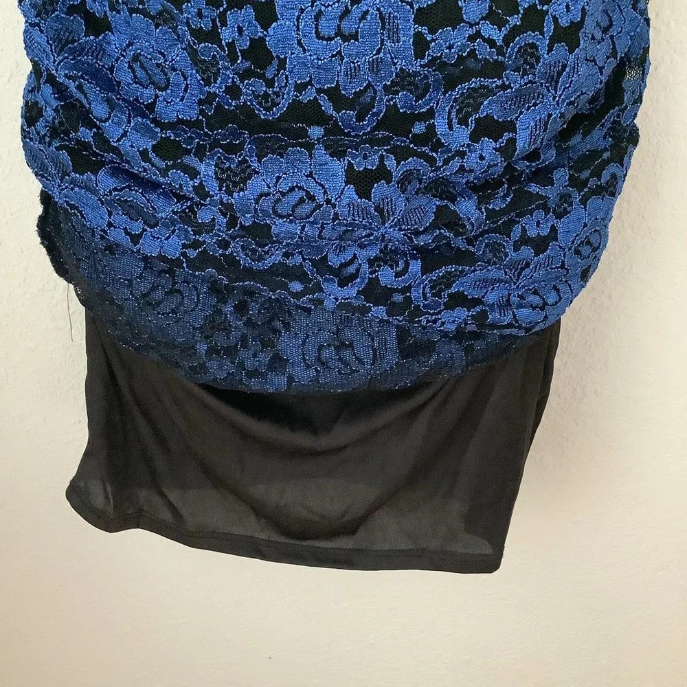 My Bump Maternity Lace & Fully Lined Formal or Simi Formal Off Shoulder Dress Blue - Image 2