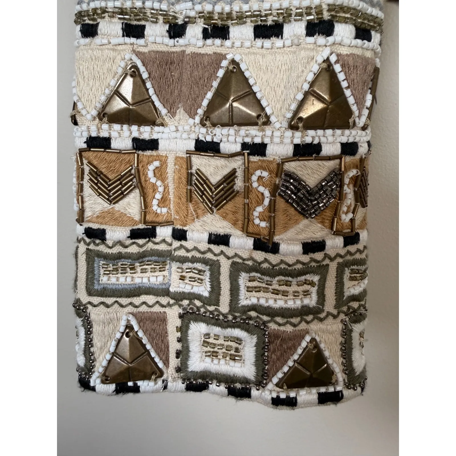 Veronica Beard Embellished Geometric Jacket Beaded Metallic Tribal Print Size 10 - Image 5