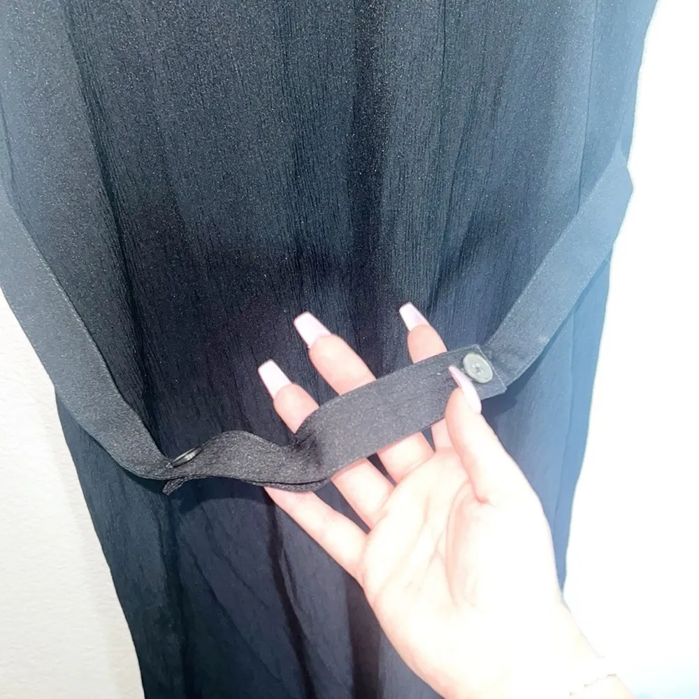 Studio1940 Black Collared Button Down Maxi Dress With Attached Belt To Tighten - Image 9