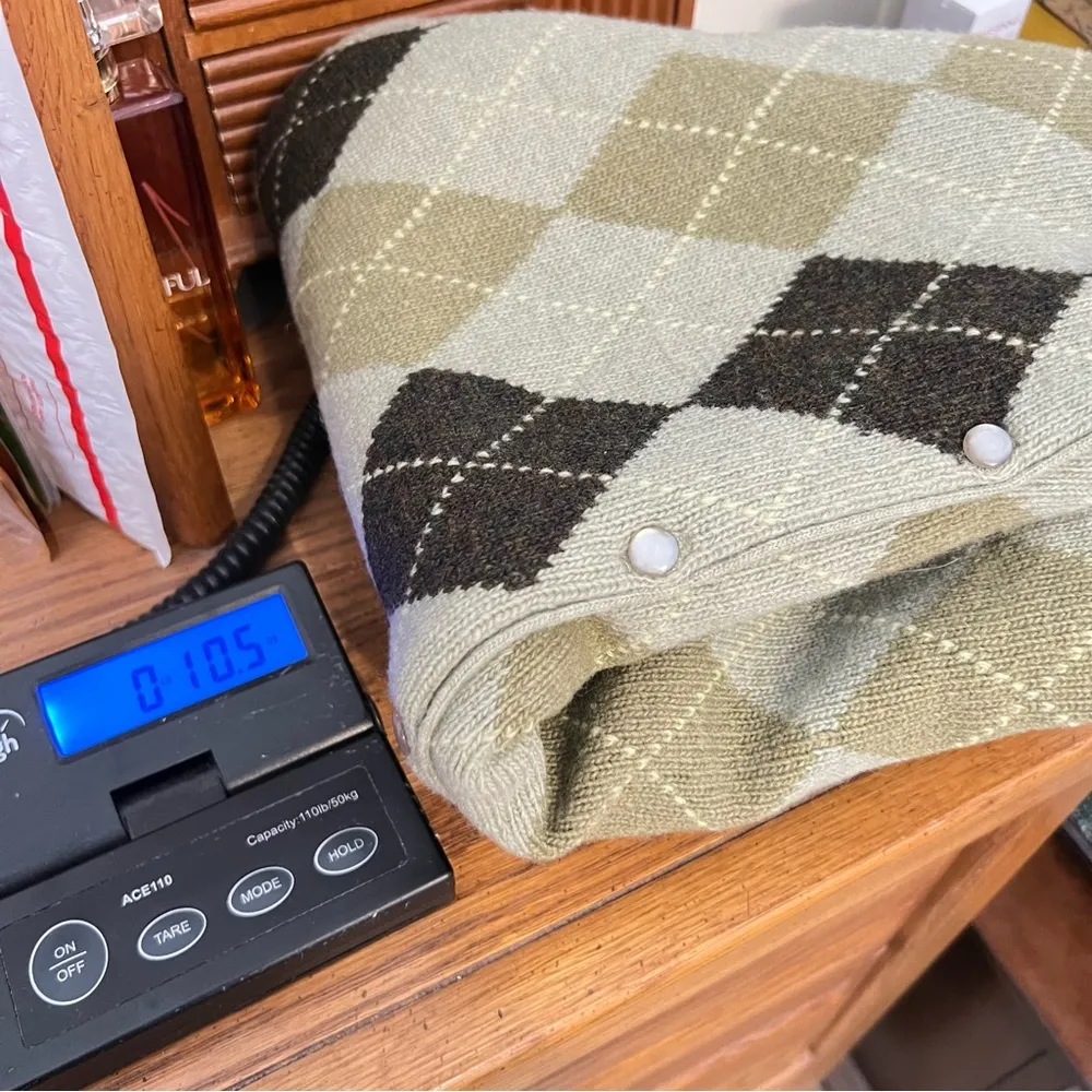 Van Heusen Lambswool Button Front Argyle Cardigan Sweater Women’s Small Academia - Image 8