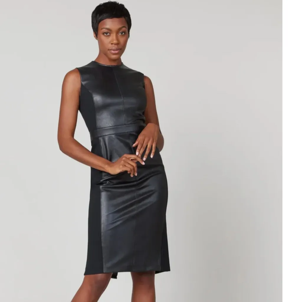 Spanx NWT : Leather-Like Combo Fitted Dress - 20393R - Image 2
