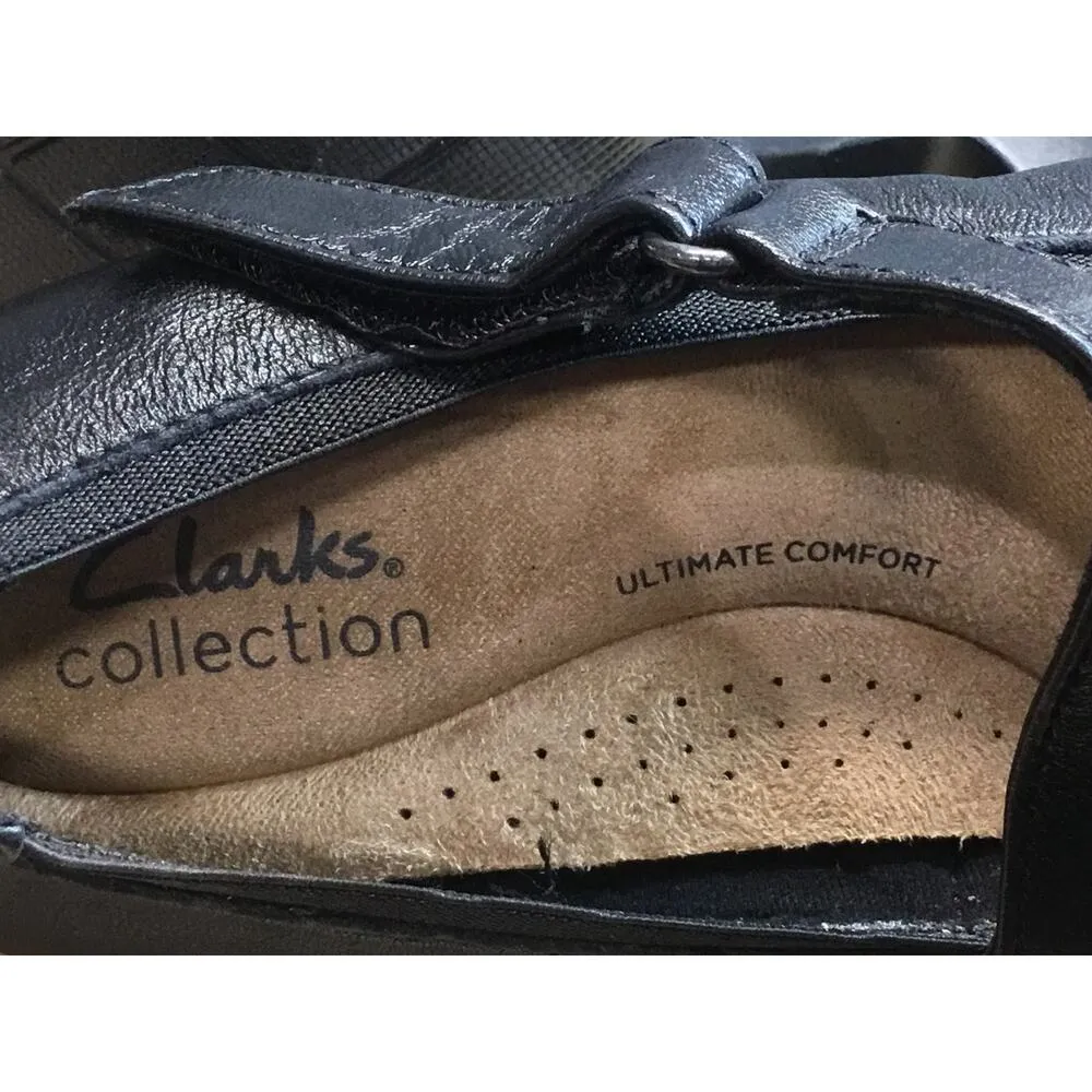 Clarks Emily 2 Womens 9 Black Leather Mary Jane Cuban Heel Round Toe Mabel Pumps - Image 8