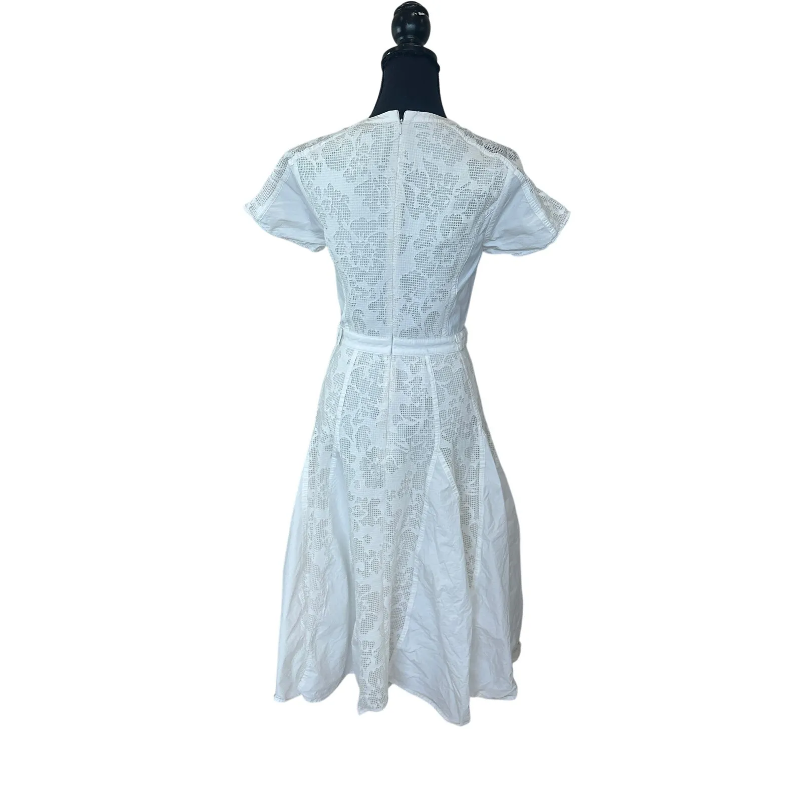 Phillip Lim White Lace Fit Flare Midi Dress SIZE 2 Romantic Modest Designer $850 - Image 10