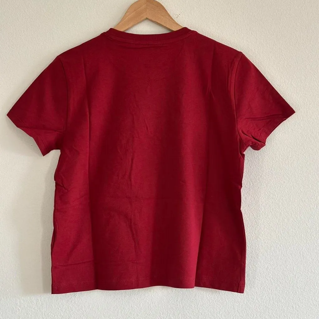 Everlane The Box Cut Tee in Essential Cotton in Merlot, Size Small - Image 8