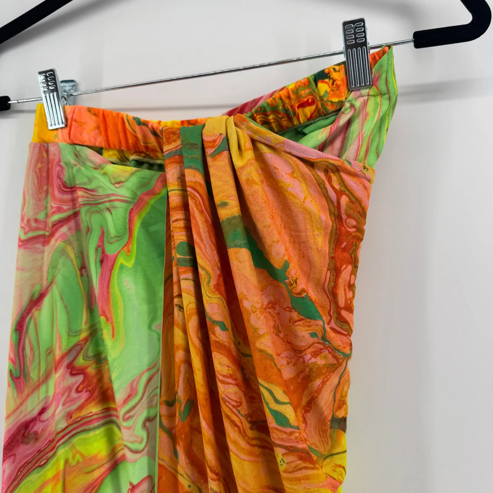 Agua Bendita x Revolve Mimi Wrap Skirt Sz Small Colorful Marble Resort Summer - Image 3