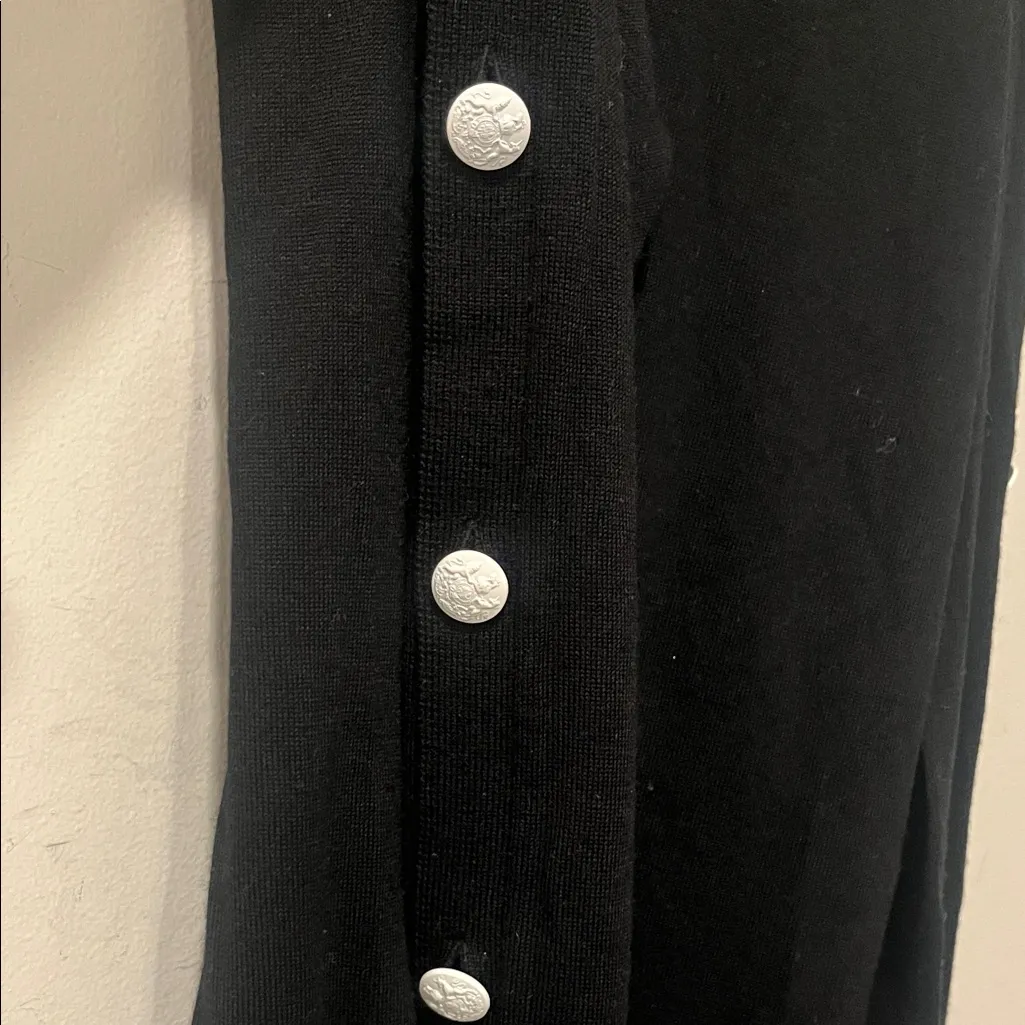 Veronica Beard Black Veda Cold Shoulder merino wool sweater size small - Image 7