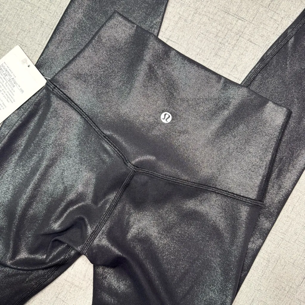 Lululemon Align High Rise Pants Leggings Shine Radiant Foil Black Size 2 NWT - Image 10