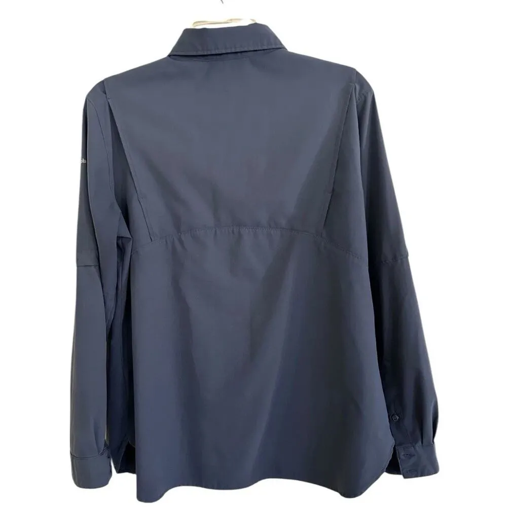 Columbia Women Outdoor Hiking Button Shirt Top Size Large Blue - Image 2
