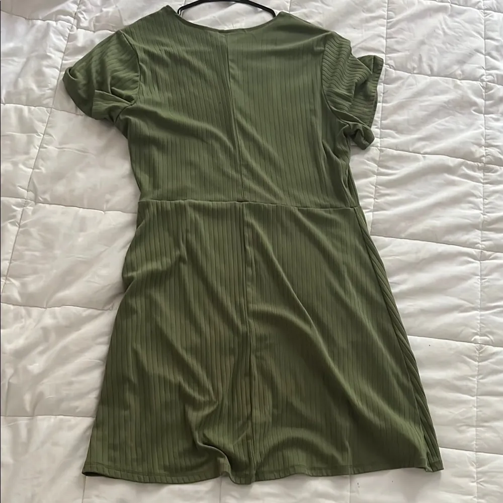 Olive Green Wrap Dress Size M - Image 4