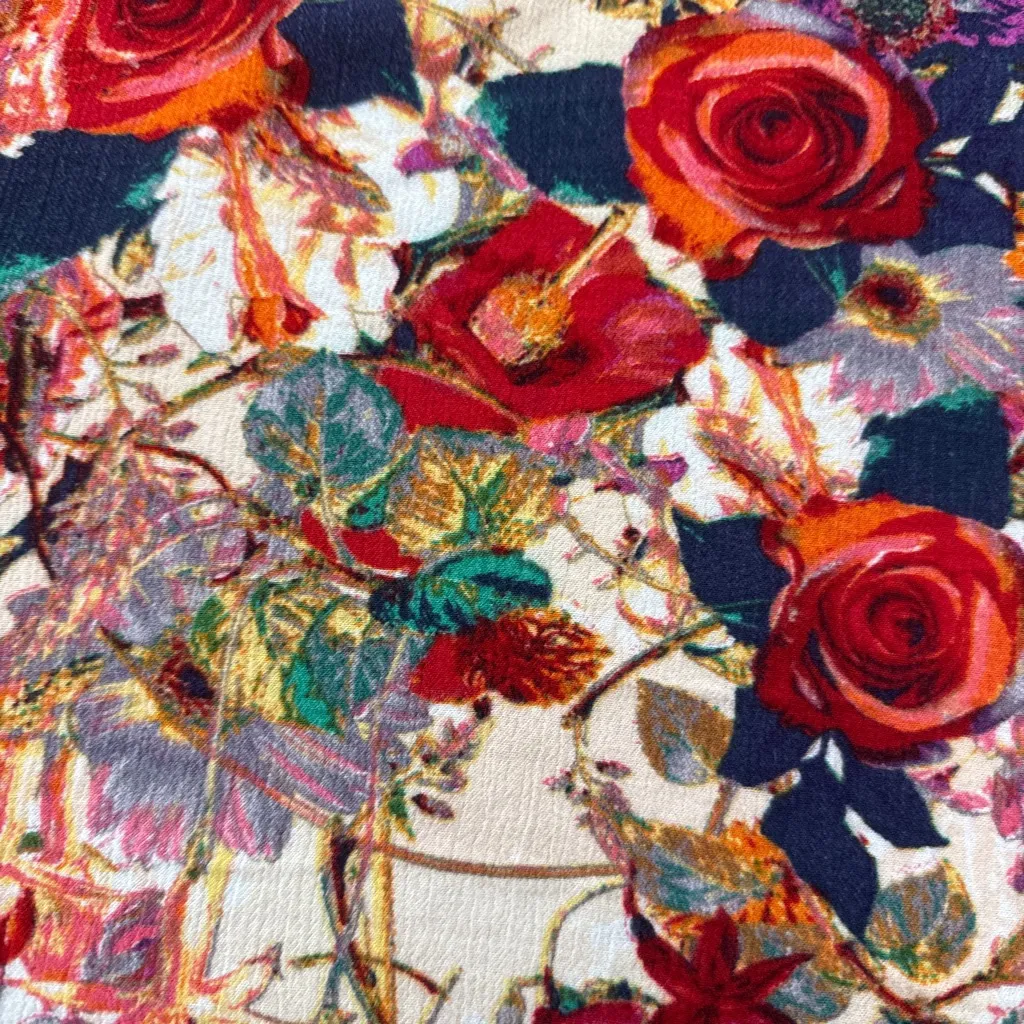 Women's TREND SHOP Floral Open Front Blouse Small White Red - Image 11