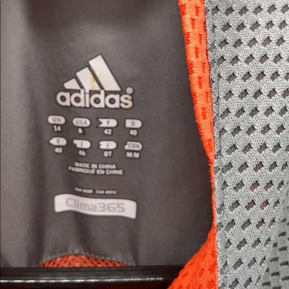 Adidas clima 365 windbreaker gray orange running walking performance sz M - Image 6