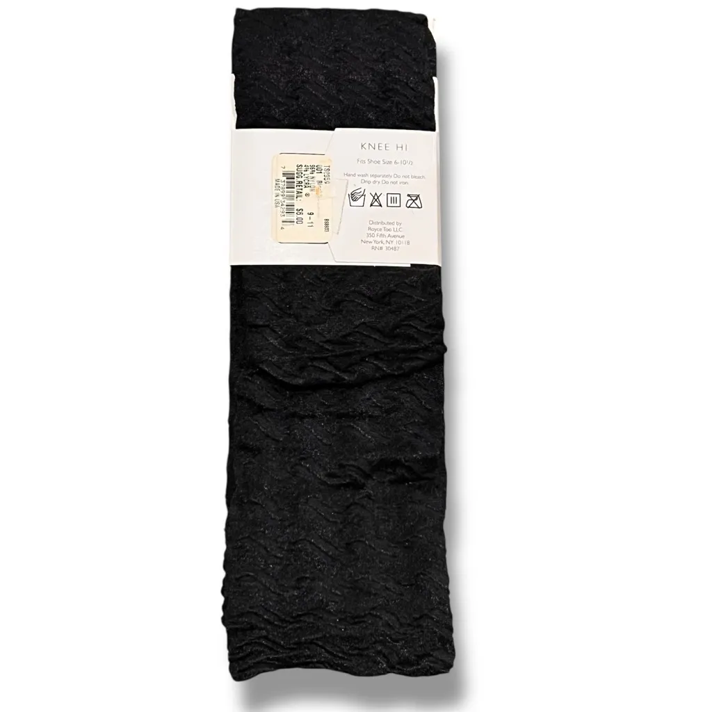 9 Nine West Womens Knee Hi Hosiery Trouser Socks Sz M/L  9-11 Black Print NEW A7 - Image 2