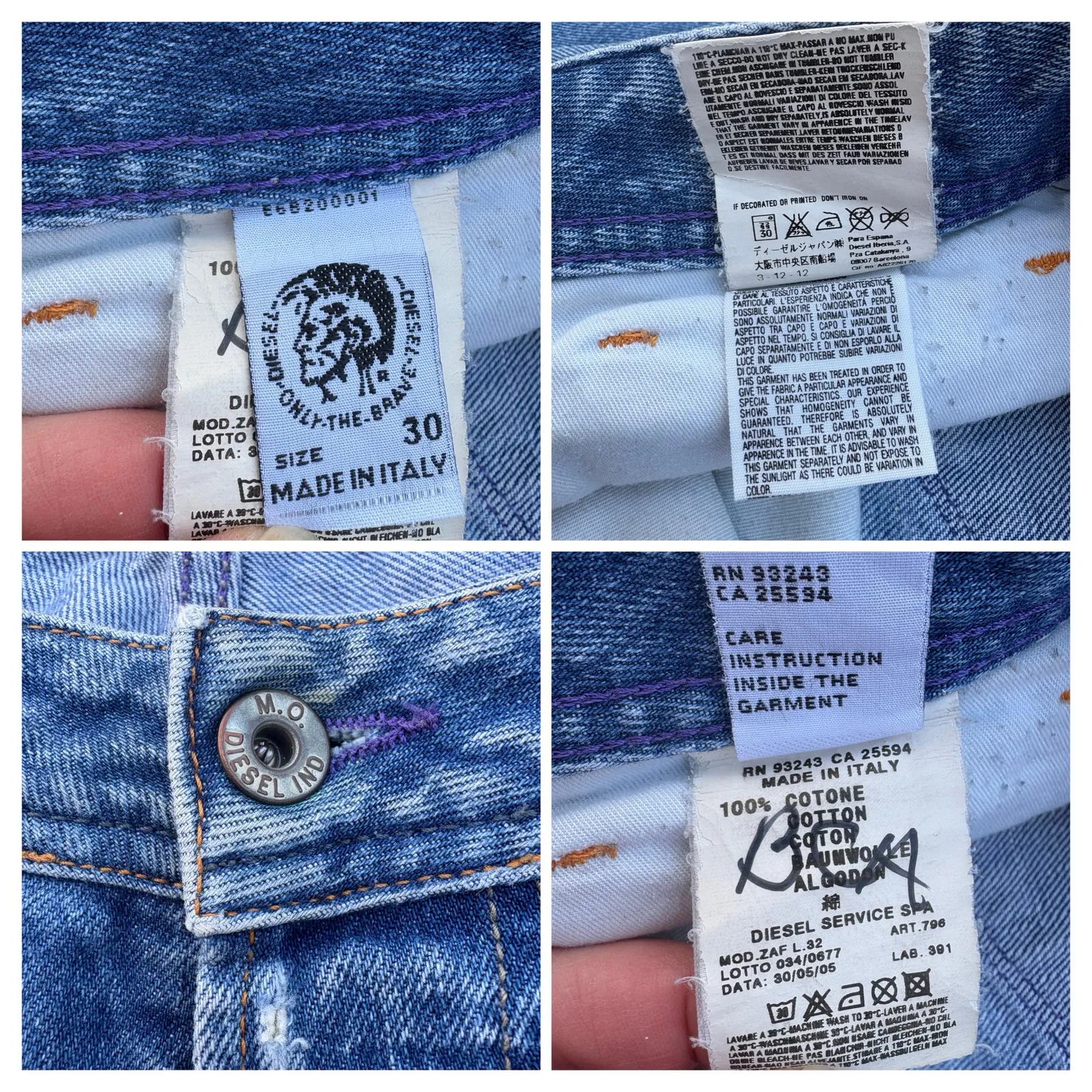 VTG Y2K Diesel Jeans Sz 30 Mid Rise Flare Faded Distressed Custom Skater Grunge - Image 14