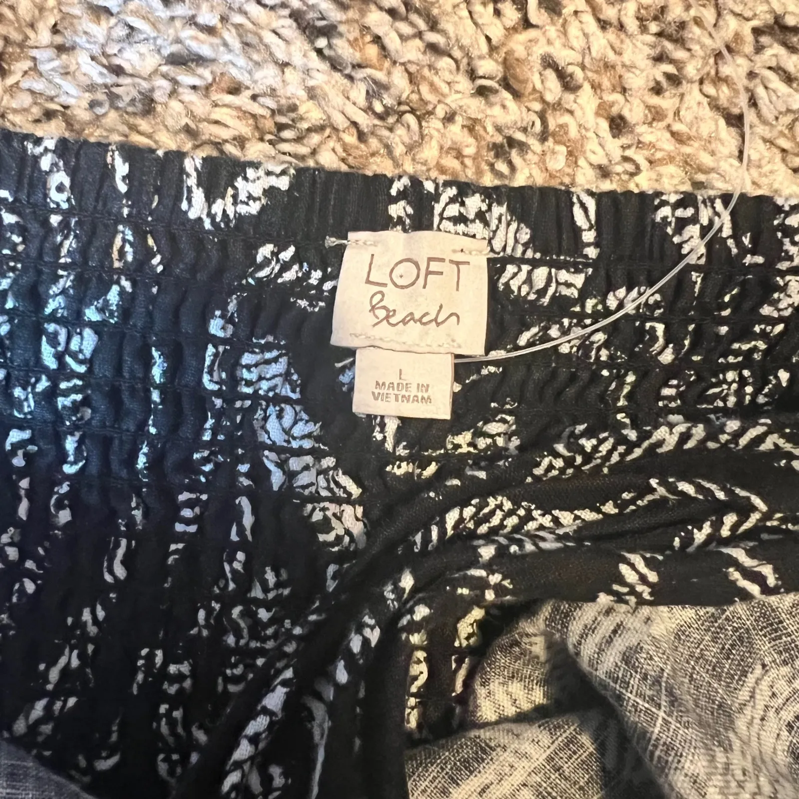 LOFT Beach Black White Abstract Print Halter Wide Leg Jumpsuit Women's Size L Size L - Image 4