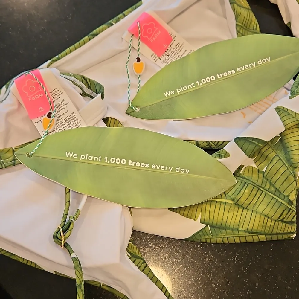 💕FARM RIO Palm Fan Bikini Set Triangle Bikini Top + Low Bikini Bottom XL/L NWT - Image 11