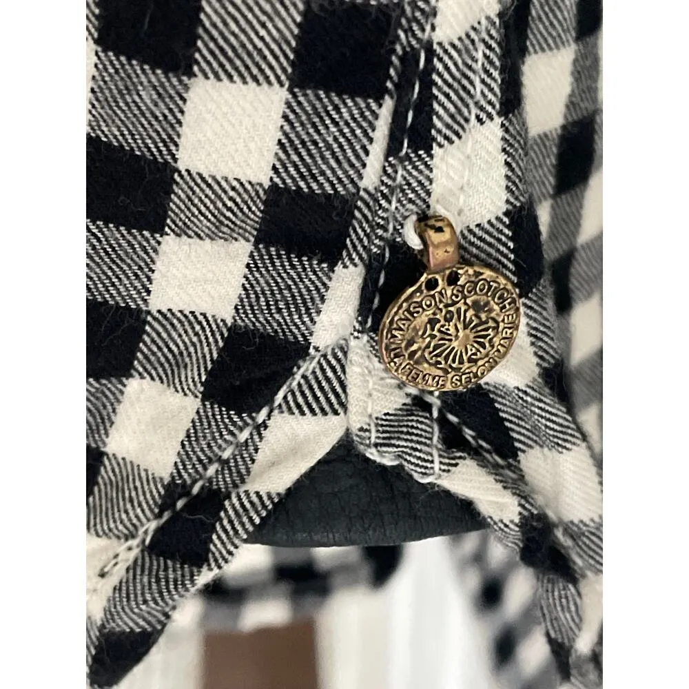 Maison Scotch Black & White Gingham Plaid Button Front Dress - Image 11