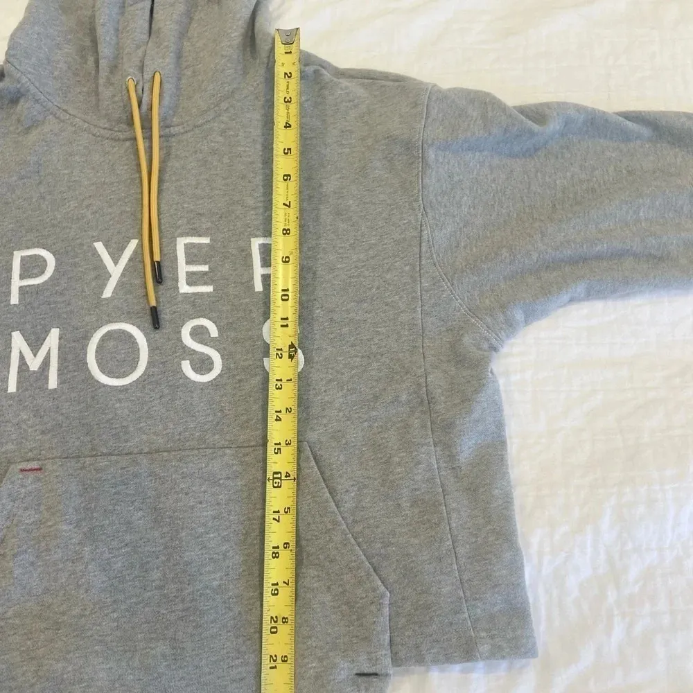 PYER MOSS Cropped Grey Logo Hoodie size Small - Image 7