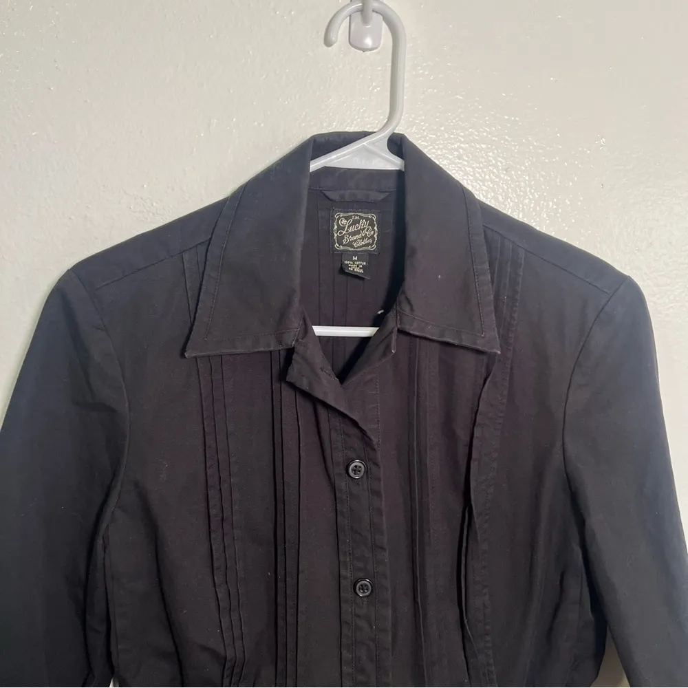 Vintage Lucky Brand Button Down Shirt Jacket Black M - Image 2