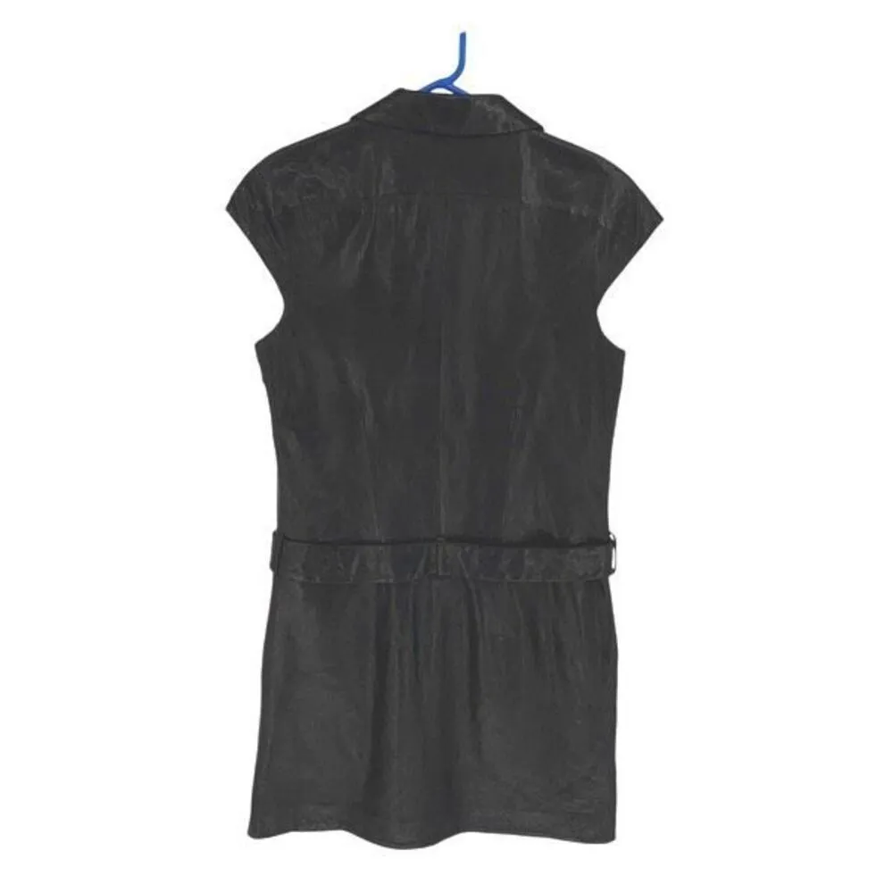 Cynthia Steffe Womens Cap Sleeve Side Zip Leather Mini Dress Black Size 4/6 - Image 3