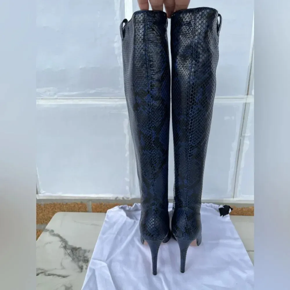 Veronica Beard Wyn Snake-Embossed Leather Boots size 6.5 - Image 5