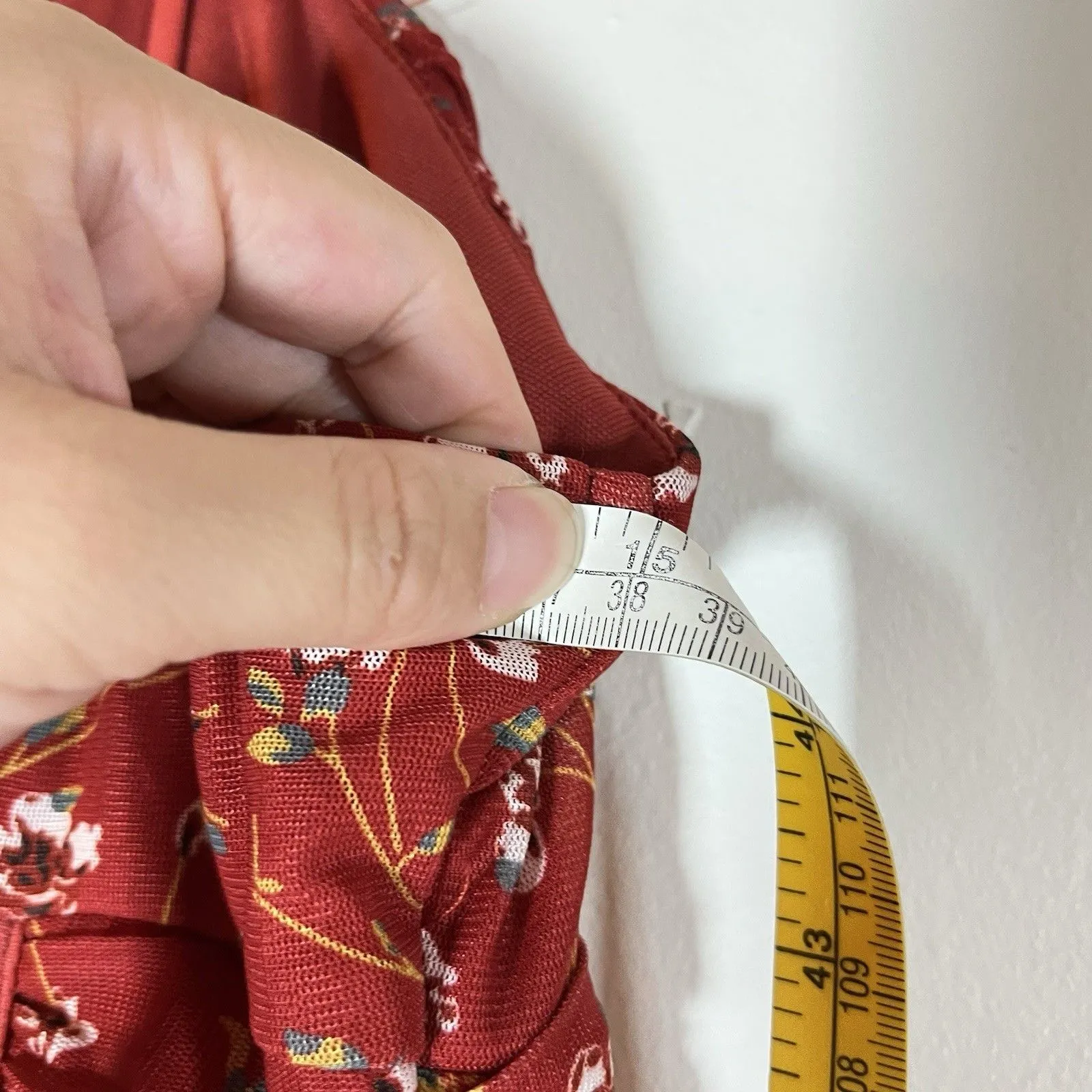 Hello Molly Red Foral Mesh Ruched Slip Mini Party Dress US 6 - Image 7