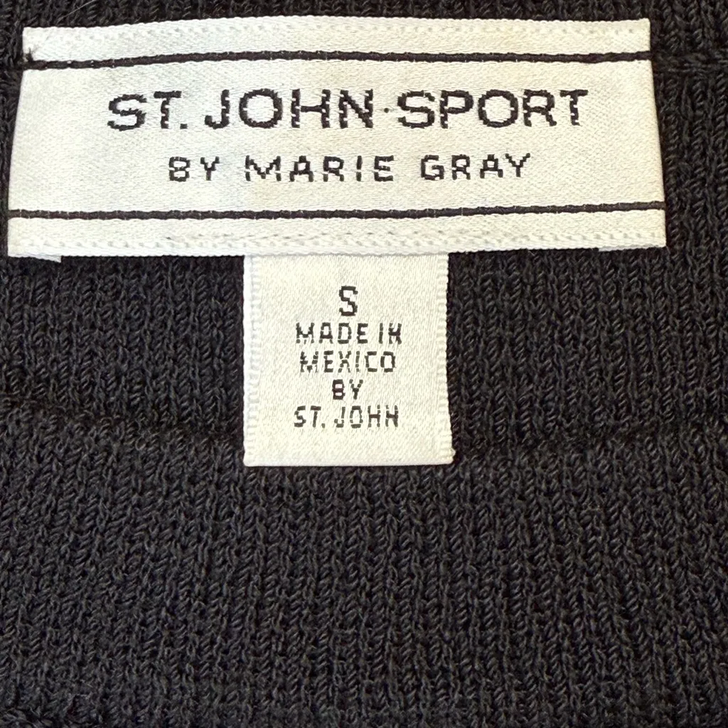 ST. JOHN SPORT by Marie Gray Wool Blend Logo Hem Sweater – Black – Size S - Image 7