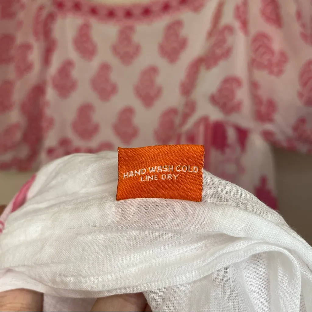 OLIPHANT Floral Block Print Puff Sleeve Midi Dress Jaipur Pink/White Small READ White - Image 15