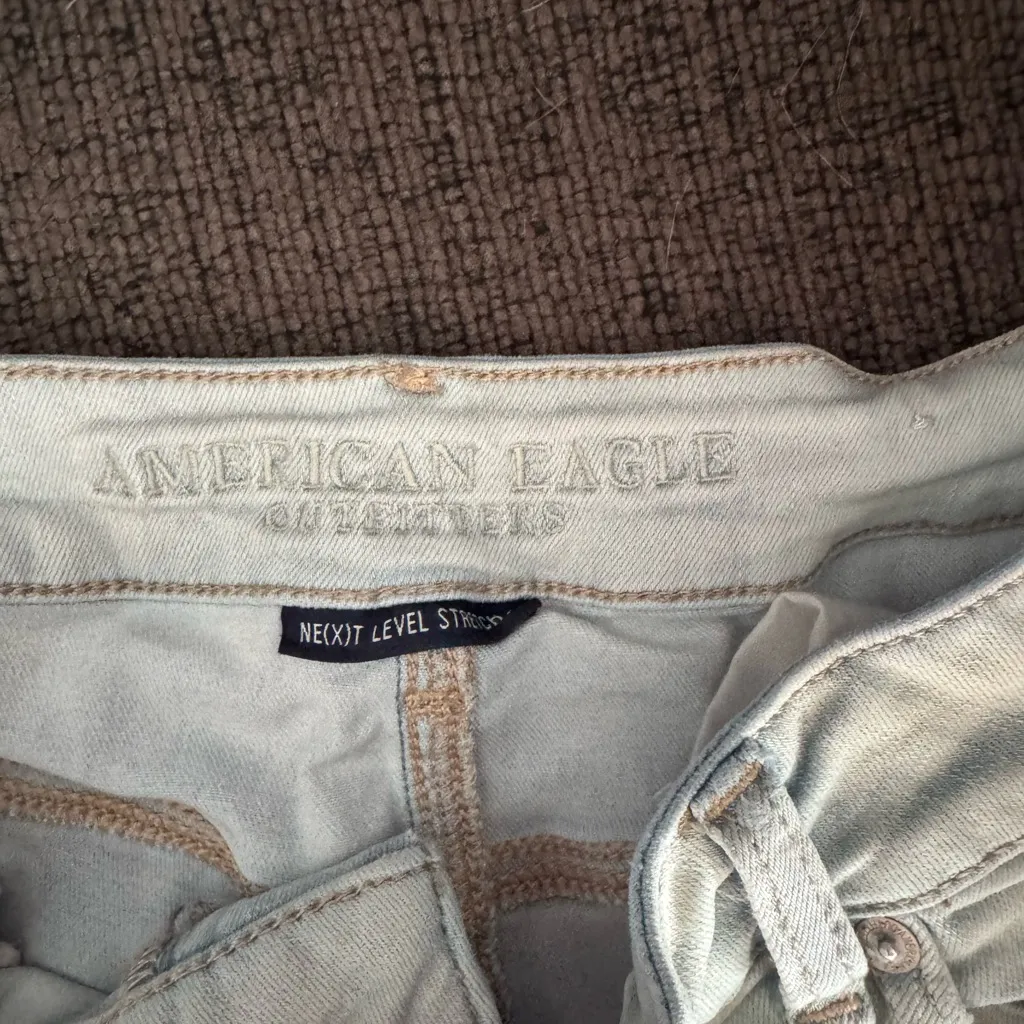 American Eagle Outfitters Distressed Light Blue Denim Shorts - Image 2