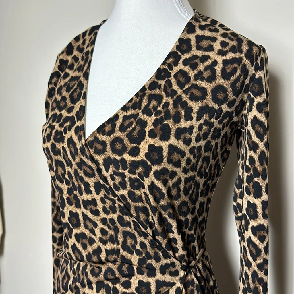 Michael Kors‎ Cheetah Print Wrap Dress Brown Size XS - Image 3