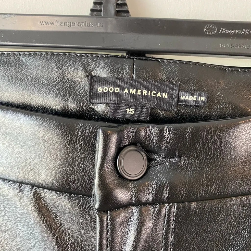 Good American Good Legs Flare Faux‎ Leather Pants Black 15 - Image 6