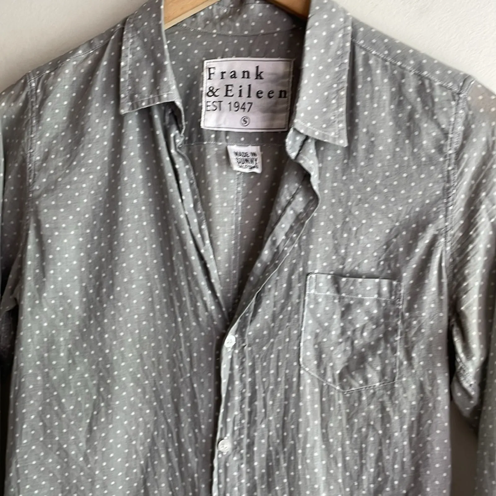 Frank & Eileen Barry Long-Sleeve Polka-Dot Shirt Gray Dots - Image 6