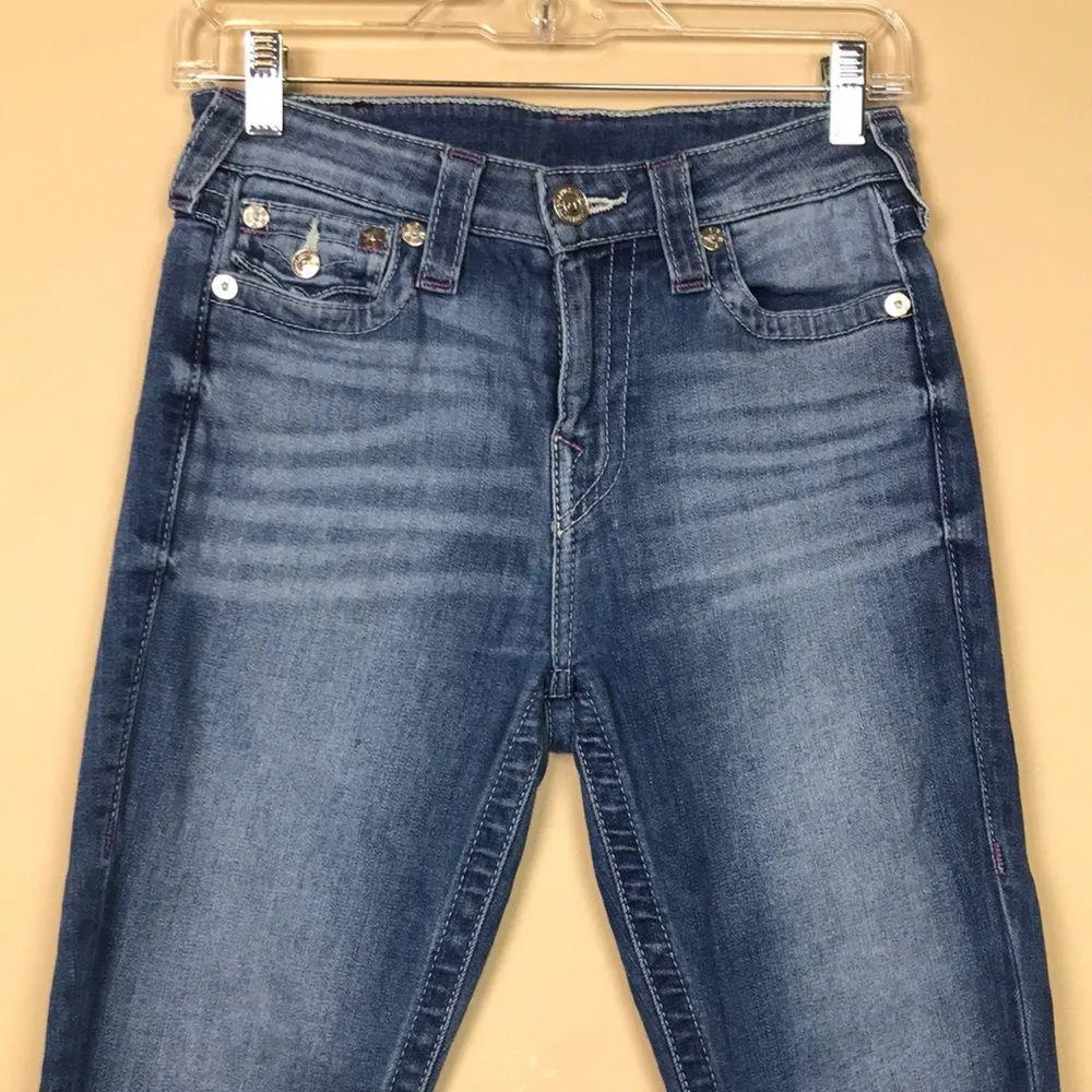 True Religion Women’s Flap Pocket Skinny Medium Wash Denim Jeans - Image 2